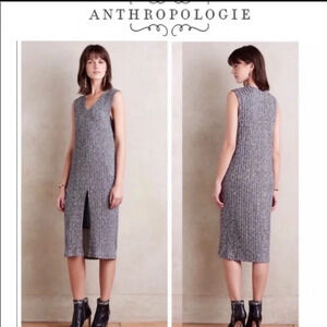 Anthropologie Dolan Left Coast Medium Layered Luna Dress Ribbed Knit Midi‎ Gray